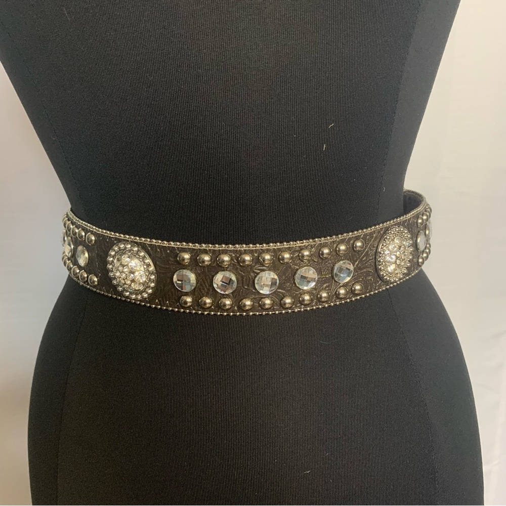 Blazin Roxx Brown Glitz Leather Belt without buckle, Great Used Condition